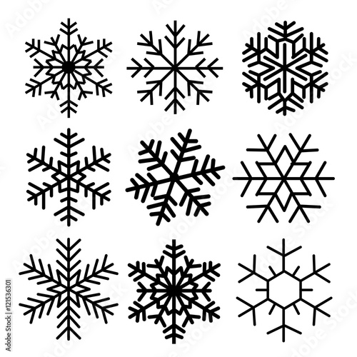 Snowflakes winter symbol abstract design  Christmas season celebration frozen element.