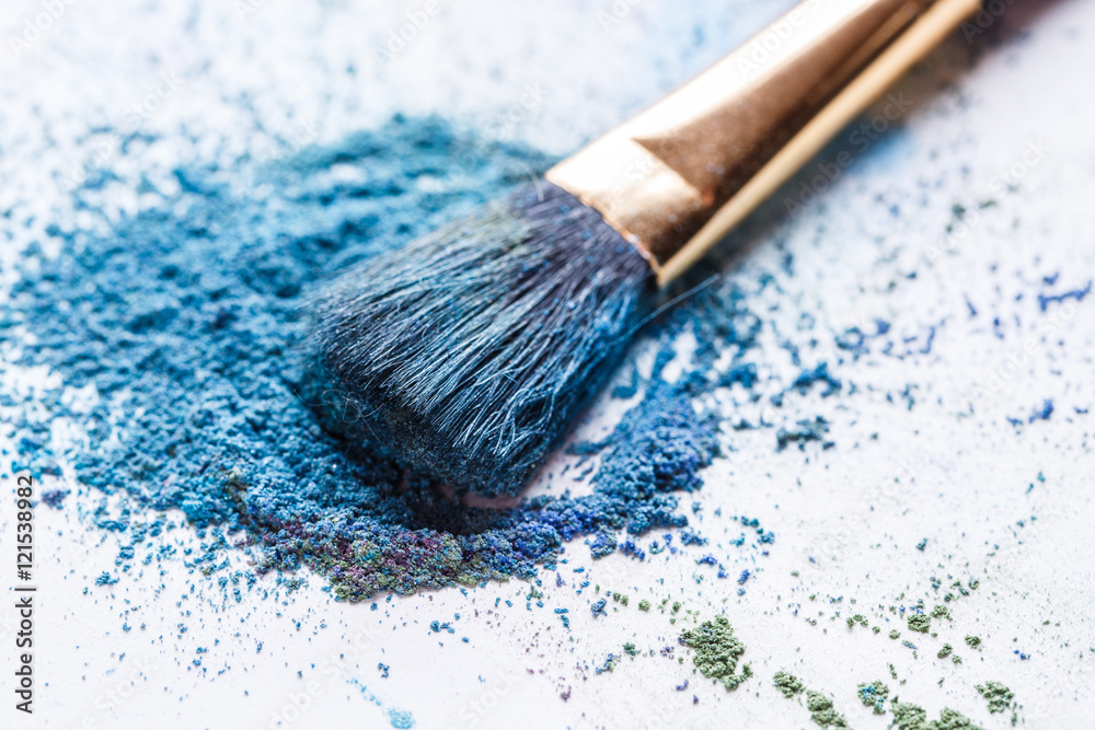 scattered blue eye shadows close-up scattered blue eye shadows close-up