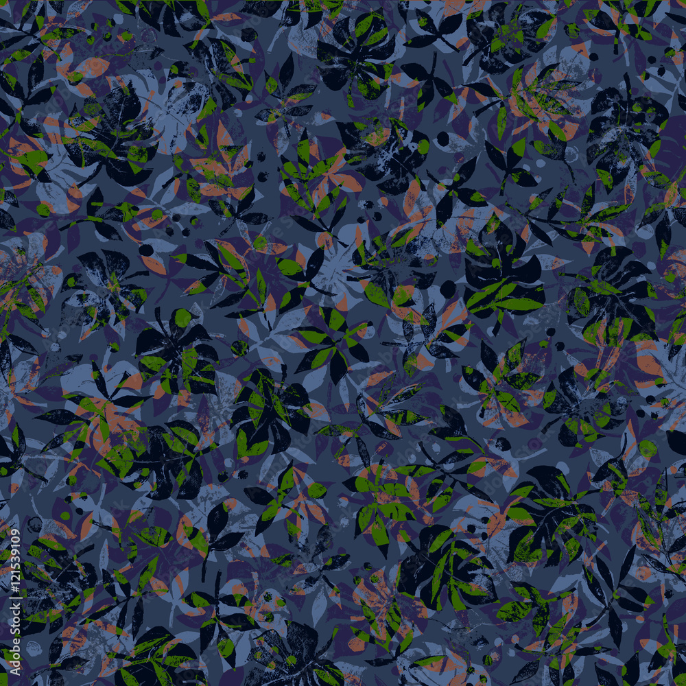 seamless graphical tropical foliage pattern with texture, modern grunge effect tropics nature leaves background allover print with dots seamless graphical tropical foliage pattern with texture, modern grunge effect tropics nature leaves background allover print with dots