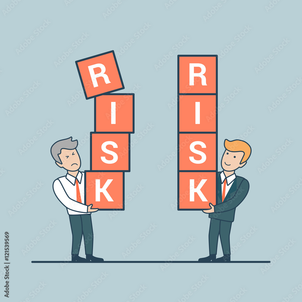 Linear Flat business men holding cubes vector . RISK concept. Linear Flat business men holding cubes vector . RISK concept.