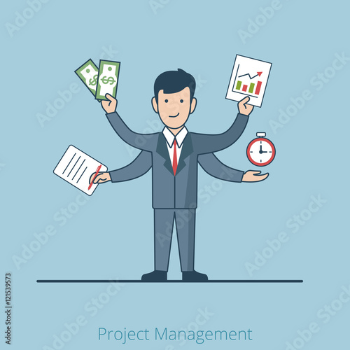 Linear Flat Multi business project Management manager vector