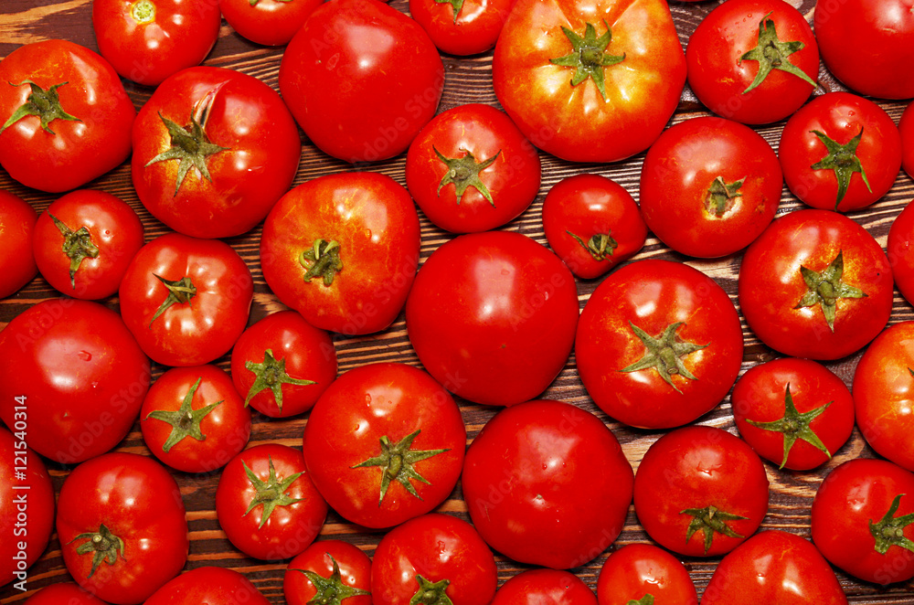 Background of group fresh organic tomatoes Background of group fresh organic tomatoes