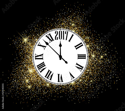 Black 2017 New Year clock background.
