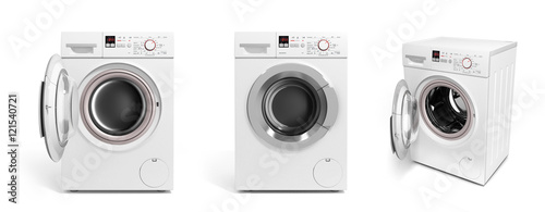 Obraz na płótnie collection of Washing machine on white background 3D illustratio w salonie