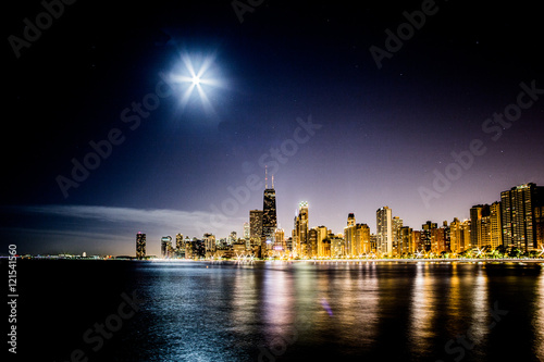 Chicago Lakefront Under the Full Moon