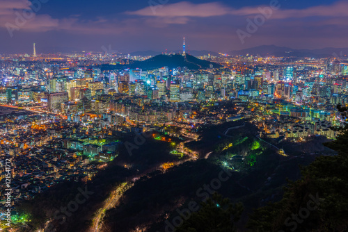 Photography Seoul City Skyline  downtown view of South Korea
