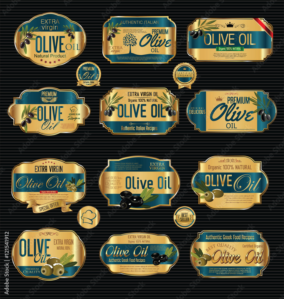 Olive oil retro vintage background collection