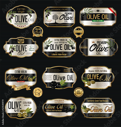 Olive oil retro vintage background collection