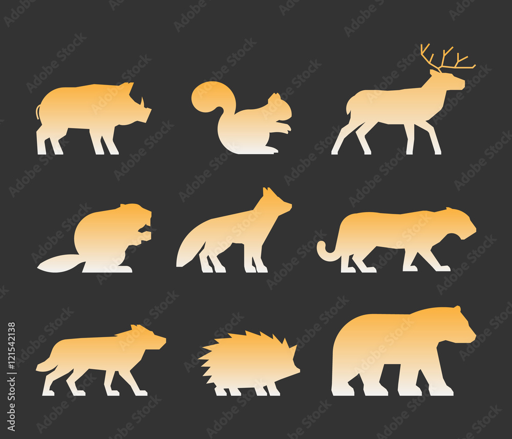 Gold set of figures of wild animals Gold set of figures of wild animals