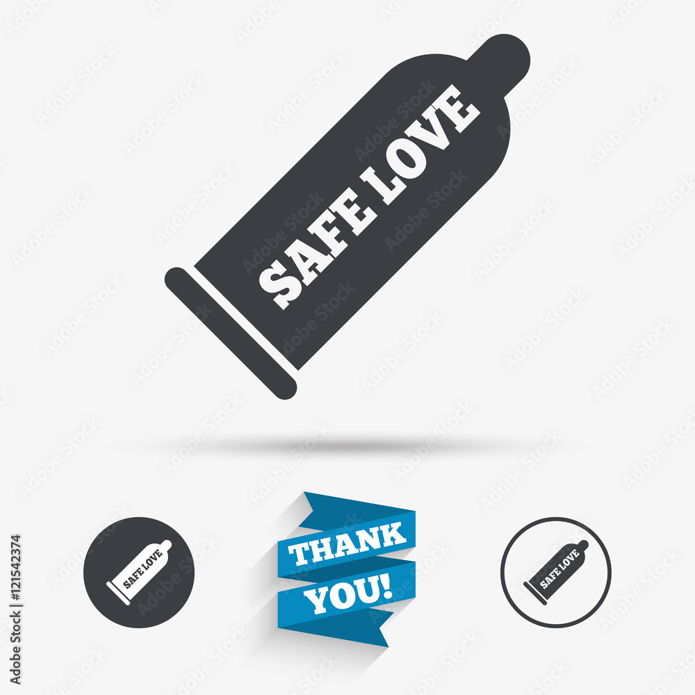 Obraz premium Condom safe sex sign icon. Barrier contraceptive