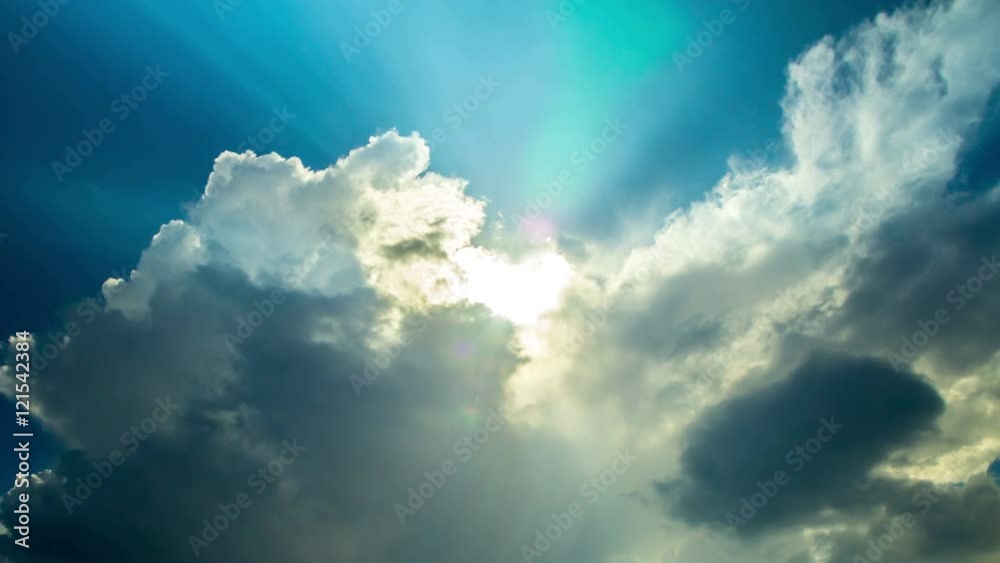 Dramatic sky with clouds and sun rays, time-lapse Dramatic sky with clouds and sun rays, time-lapse