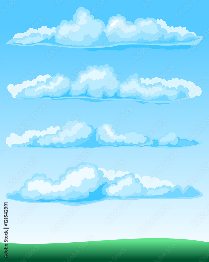 set of cartoon clouds set of cartoon clouds