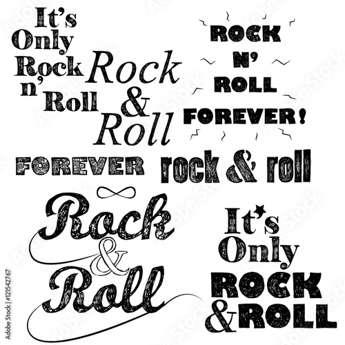 Rock n roll lettering set on white