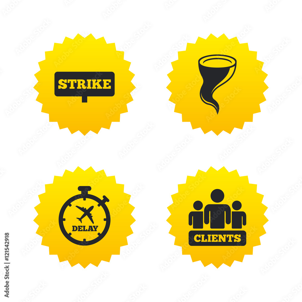 Strike icon. Storm weather and group of people. Strike icon. Storm weather and group of people.