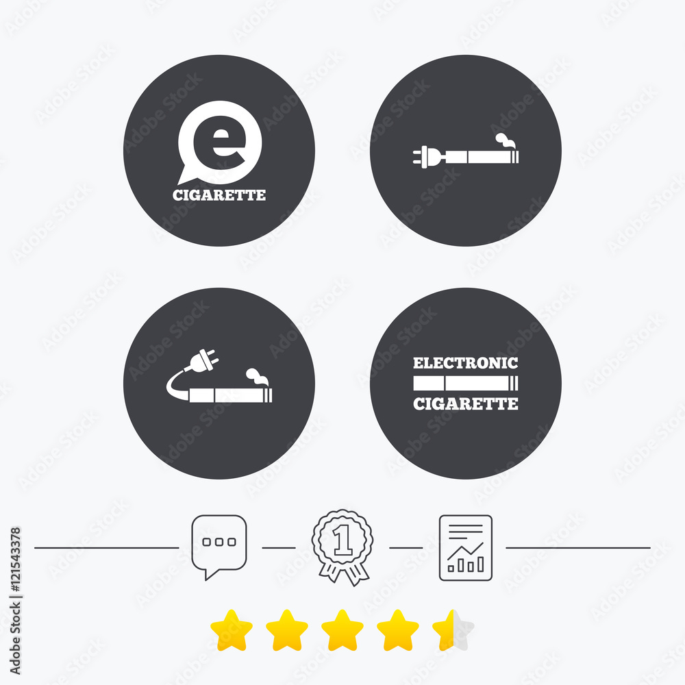 E-Cigarette signs. Electronic smoking icons. E-Cigarette signs. Electronic smoking icons.