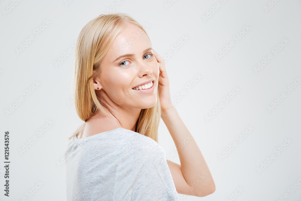 Portrait of a woman with beautiful face looking at camera Portrait of a woman with beautiful face looking at camera