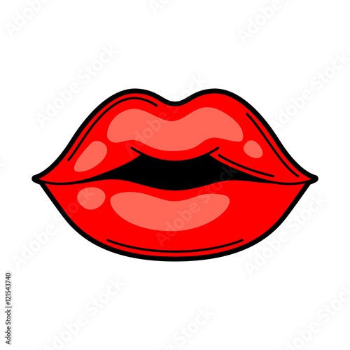 Lips retro tattoo symbol. Cartoon old school illustration