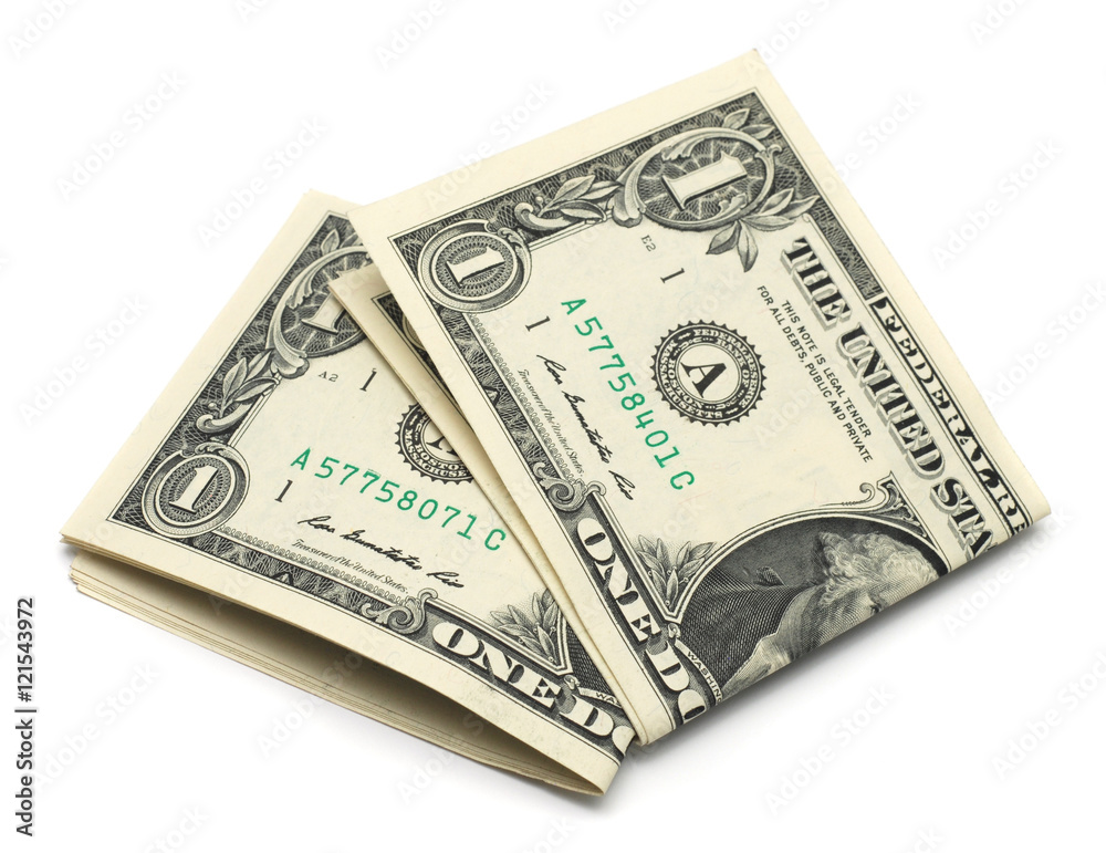 Banknote 1 dollar isolated on white background Banknote 1 dollar isolated on white background