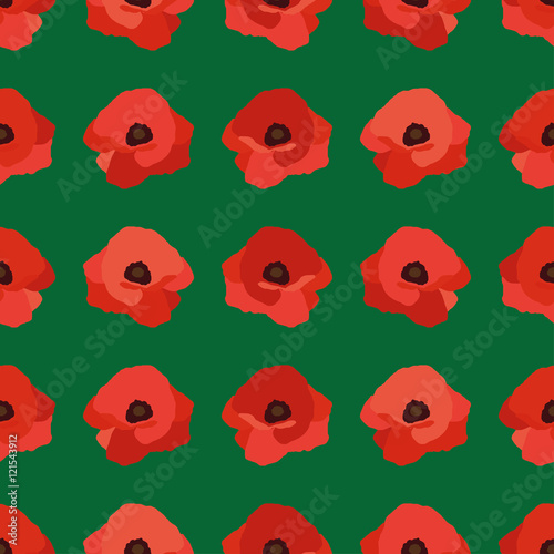 Seamless vector background with decorative red poppies. Print. Repeating background. Cloth design, wallpaper.
