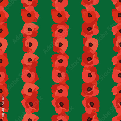 Seamless vector background with decorative red poppies. Print. Repeating background. Cloth design, wallpaper.