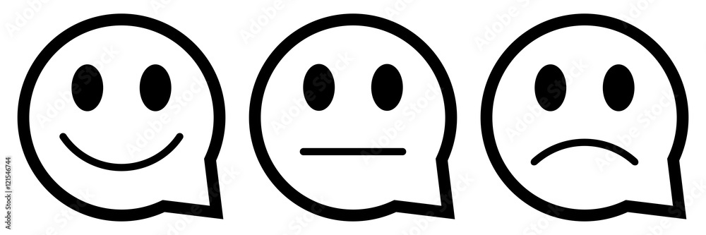 Fototapeta premium Moods - Simple flat black & white speech bubbles buttons, icons