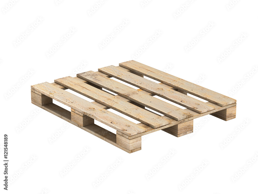Wooden pallet without shadow. Isolated on white.3D illustration. Wooden pallet without shadow. Isolated on white.3D illustration.