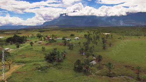 Fying over Kamarata indigenous town at La Gran Sabana, Venezuela
