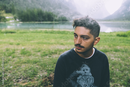 Man in the nature with Dobb...