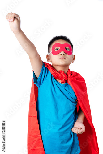 Asian Chinese boy wearing super hero costume
