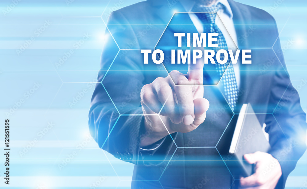 Businessman is pressing on the virtual screen and selecting Businessman is pressing on the virtual screen and selecting