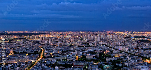 Photography Paris panorama of skyline by night