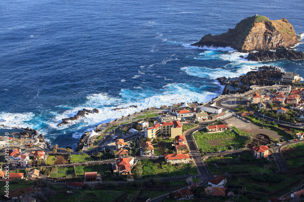 Aerial view of Porto Moniz, Madeira island, Portugal

