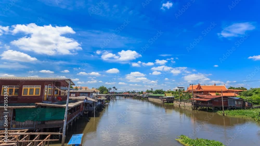 Rural village near the canal in Nonthaburi, Thailand Rural village near the canal in Nonthaburi, Thailand