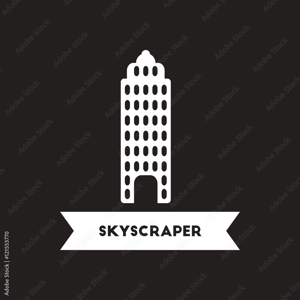 flat icon in black and white style building skyscraper flat icon in black and white style building skyscraper