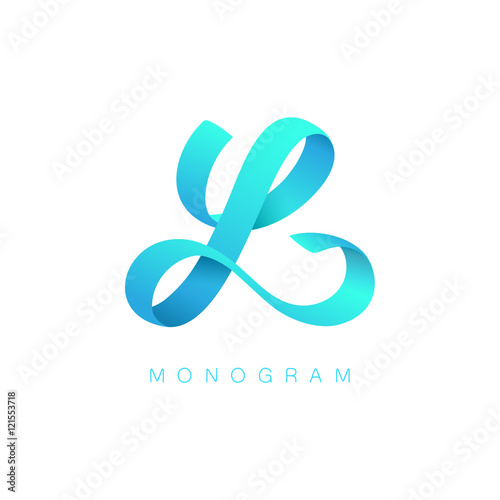 Letter "L" ribbon monogram. Eps10 vector illustration.