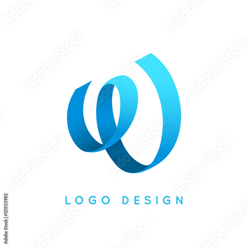 Letter "W" ribbon monogram. Eps10 vector illustration.