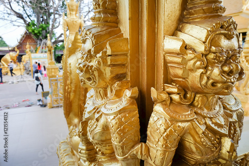 Golden paint temple,  Wat Pak Nam Jolo, Bang Khla, Chachoengsao Thailand, Wan Khao Phansa (Buddhist Lent Day) 2016,first day after the full moon of the eighth lunar month 20th July 2016. photo