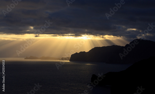 Beautiful sunrise on northern cost of Madeira island, Portugal 
