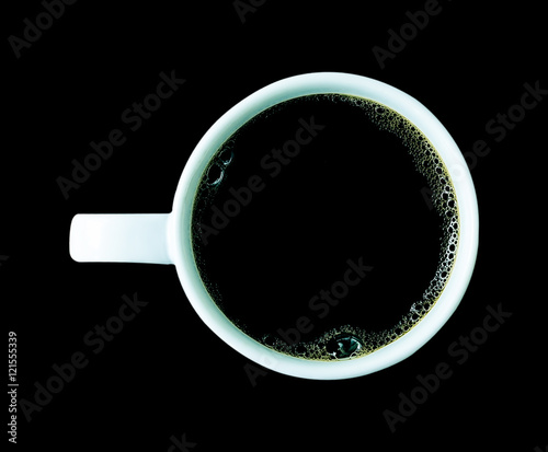 coffee cup isolated on black background.