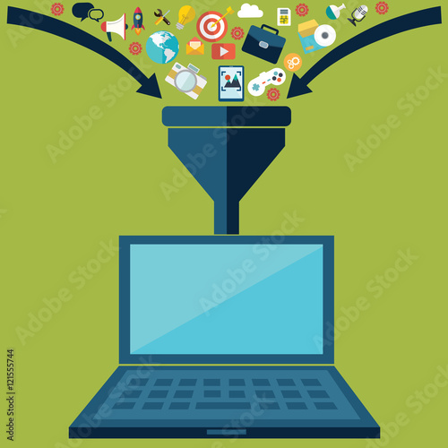 Flat design illustration concepts for creative process, big data filter, data tunnel, analysis concept