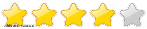 4 out of 5 - Star Rating - Golden Star Sticker Icons