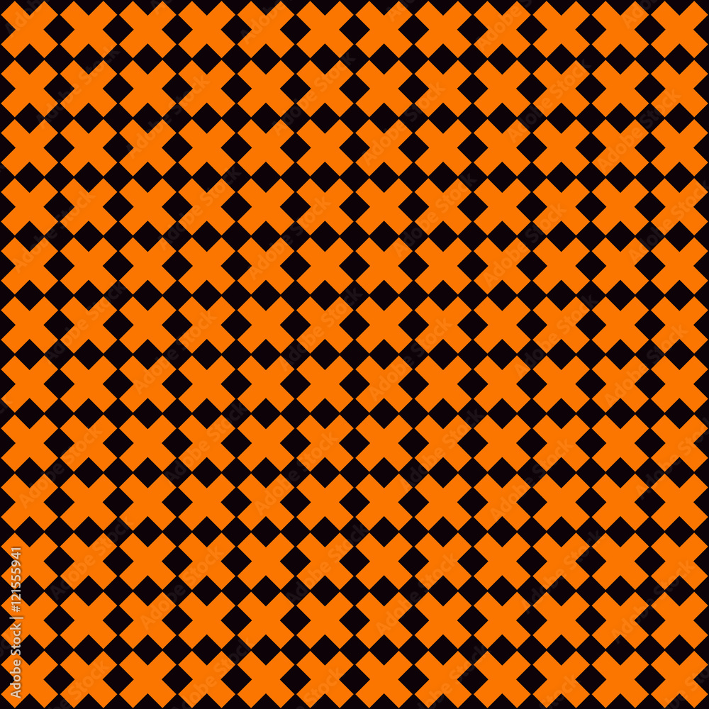 Seamless pattern in Halloween traditional colors. Abstract repeated bright crosses background. Seamless pattern in Halloween traditional colors. Abstract repeated bright crosses background.