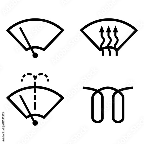 windscreen wipers. Car dashboard panel indicators.
