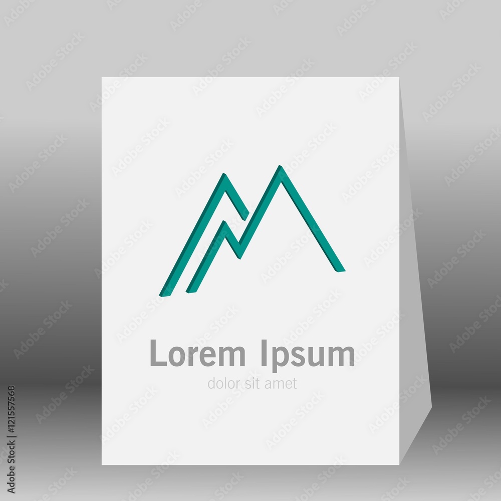 line letter M 3d logo Stock Vector | Adobe Stock