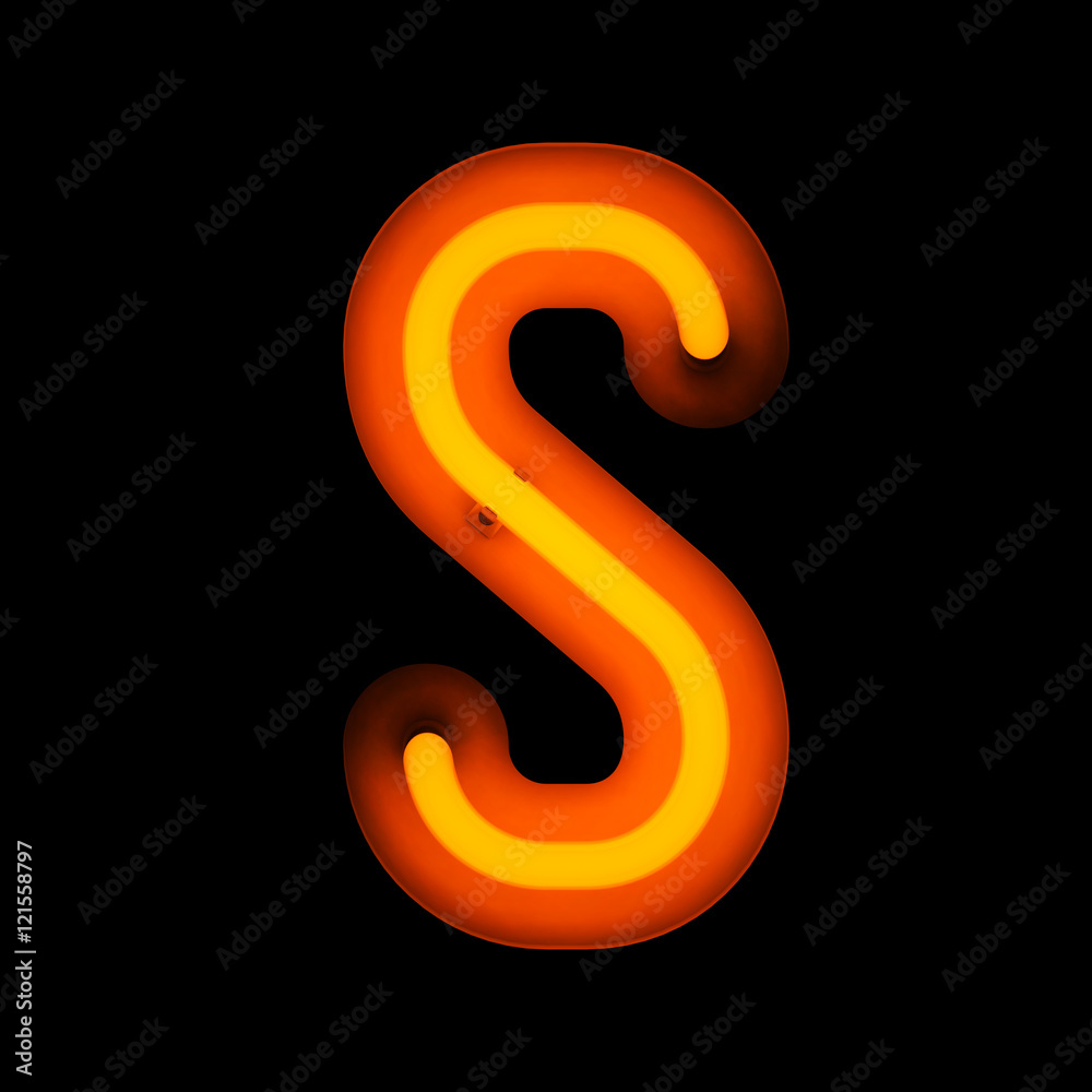 Naklejka premium Neon Letter S (Rounded)