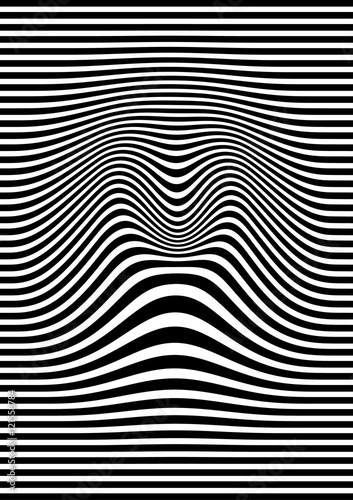 Op art abstract geometric pattern black and white vector illustration