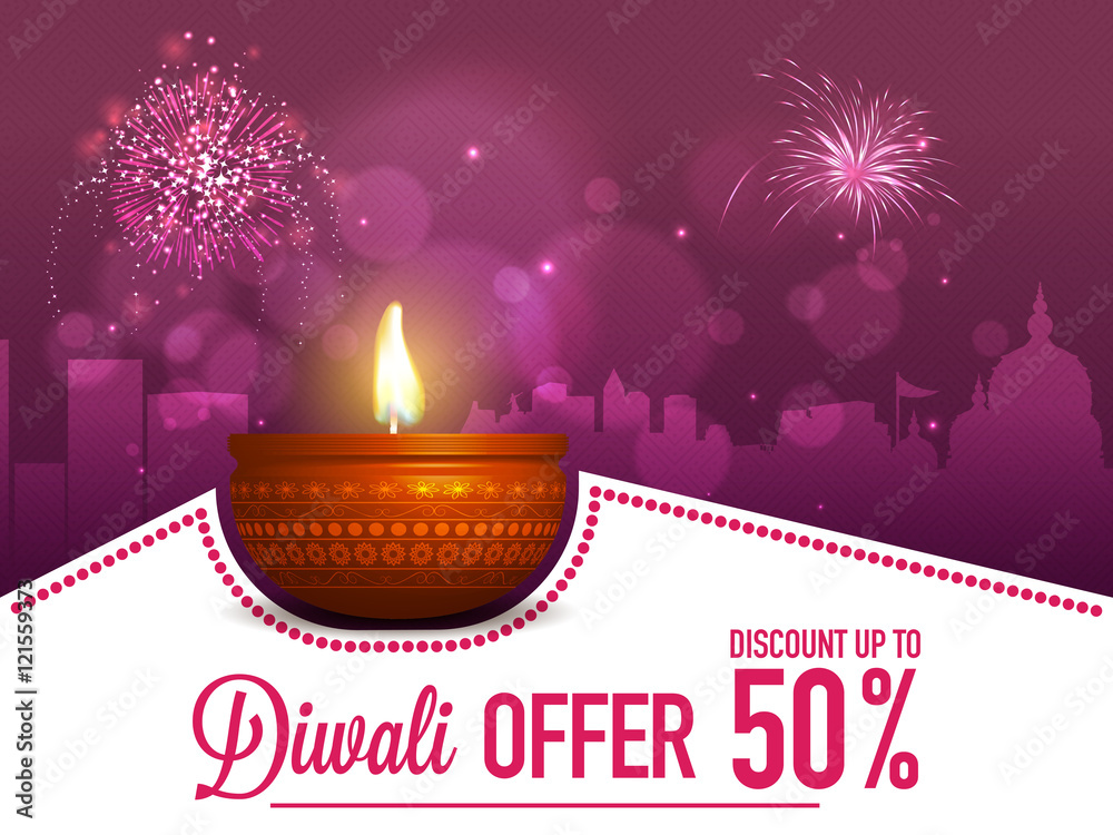 Obraz premium Diwali Sale Poster, Banner or Flyer design.