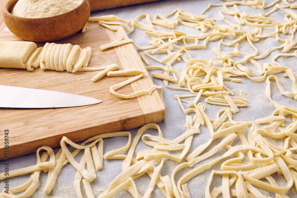 Handmade fettuccine pasta Handmade fettuccine pasta