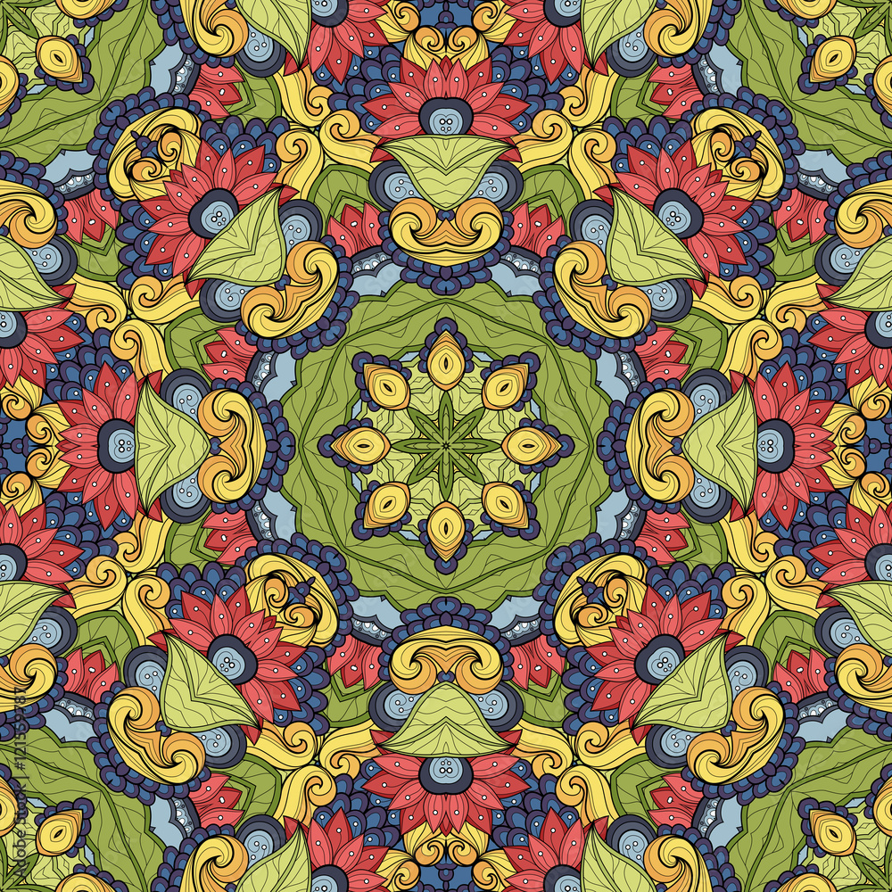 Vector Seamless Colored Ornate Pattern