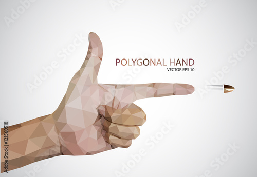 Man hand sign gun on white background vector